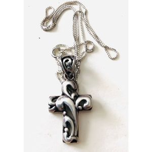 Vintage Huge Sterling Silver cross 20”necklace